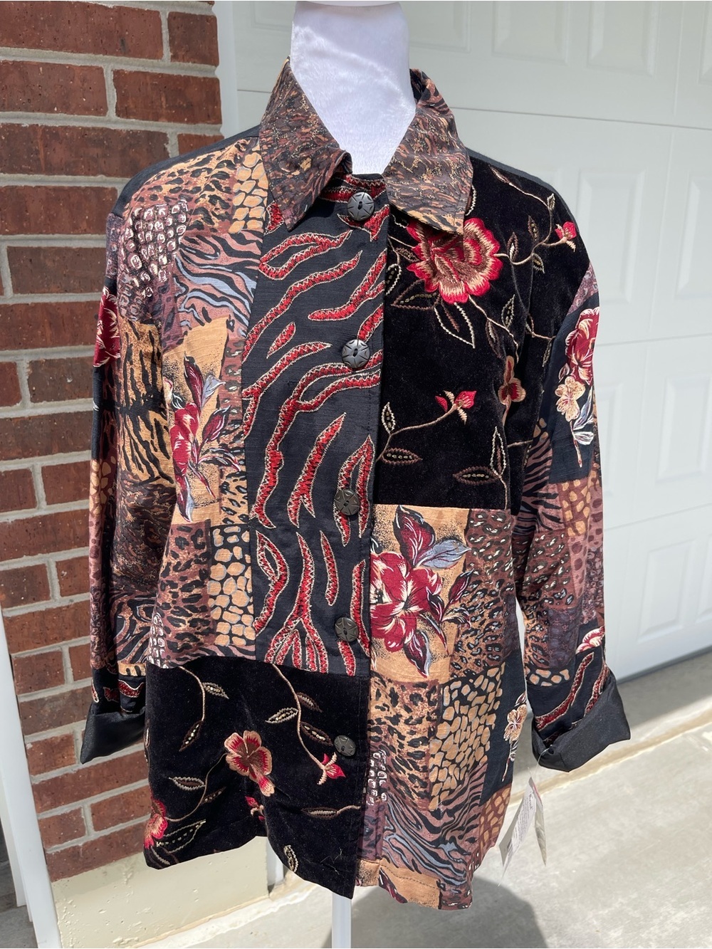 Vintage NWT Mirasol Patchwork Button Up Boho Artsy Indie Women’s Top Large